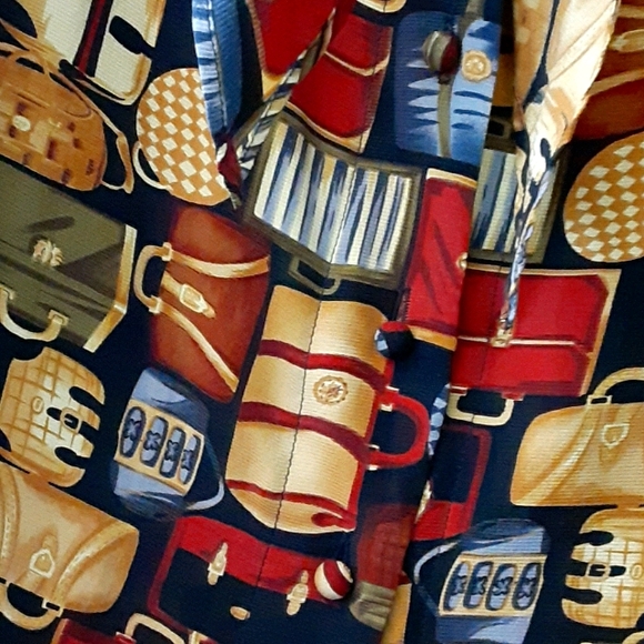 Designer  Silk "suitcase" blouse shirt top - M - Picture 4 of 7